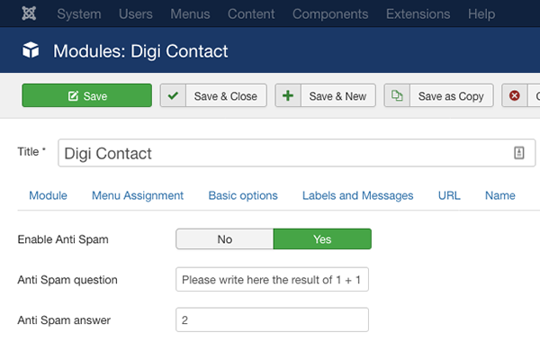 Digi Contact Anti Spam