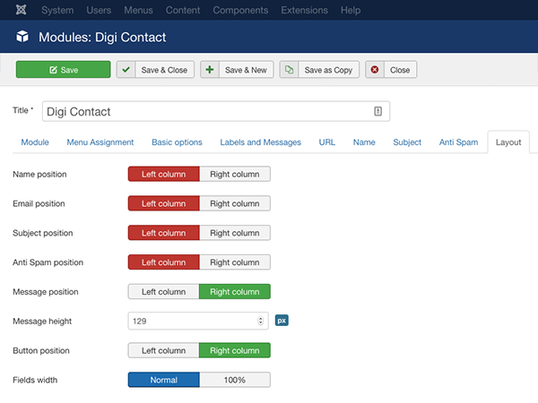 Digi Contact Layout