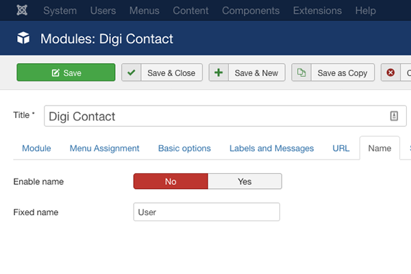 Digi Contact Name field